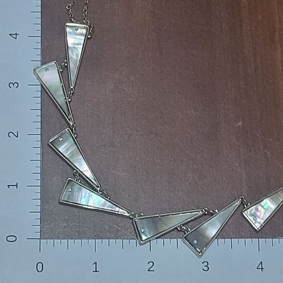 Park Lane Mother of Pearl Asymmetrical Triangle Gold tone Necklace - Picture 7 of 11